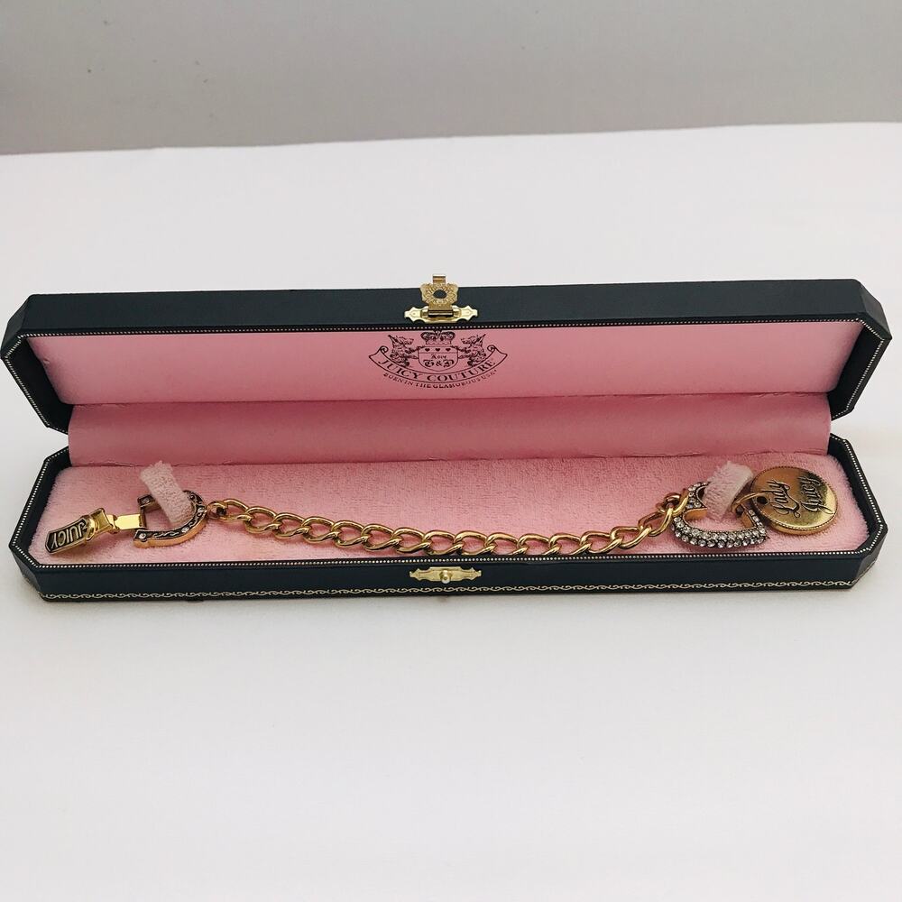 Juicy Couture Vintage Lady Juicy Love Luck Charm Bracelet Original Box